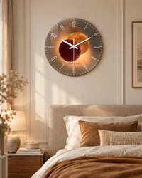 Horloge Murale Verre Trempé Motif Ombres Silencieuse — 3 Tailles