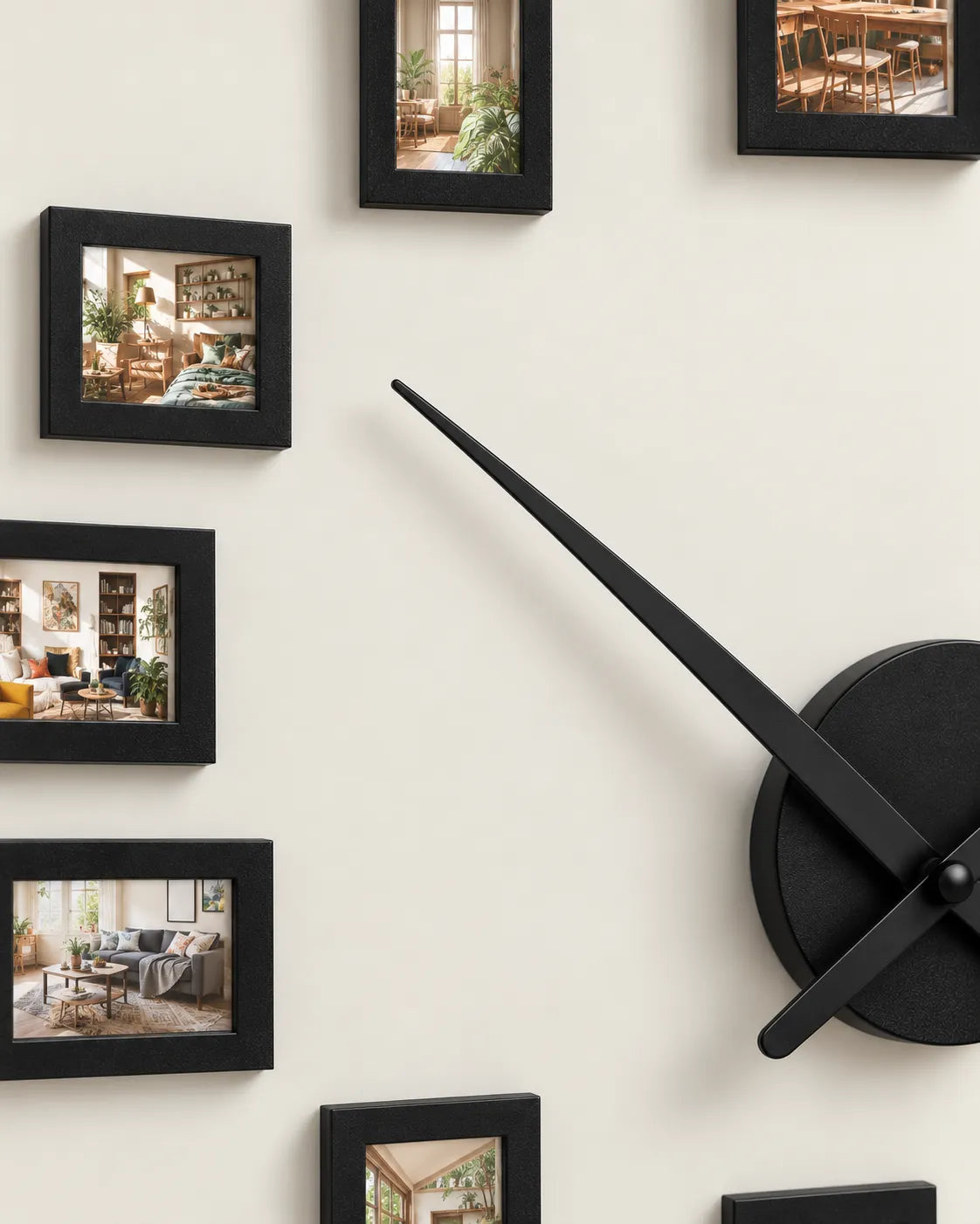 Horloge Murale Cadres Photo DIY Noire 120 cm Silencieuse