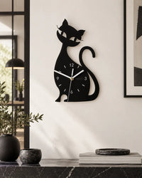 Horloge Murale Chat Acrylique 30 × 17 cm Silencieuse