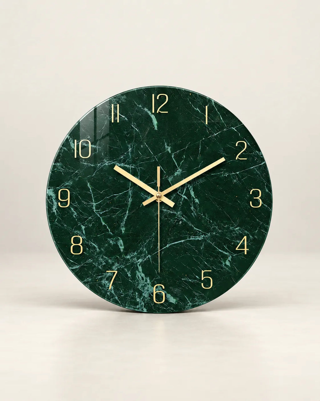 Horloge Murale Verre Trempé Effet Marbre Vert Foncé — 3 Tailles