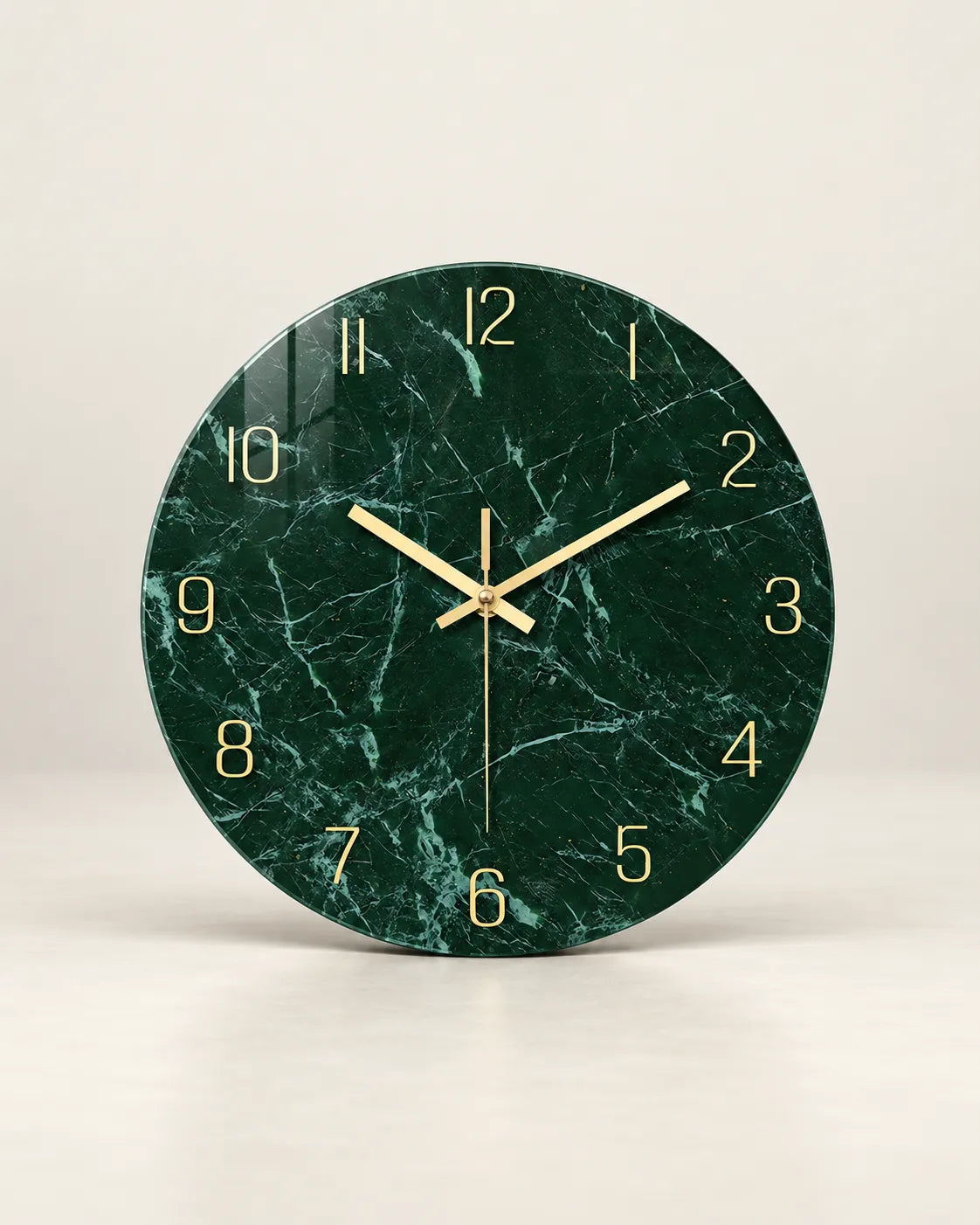 Horloge Murale Verre Trempé Effet Marbre Vert Foncé — 3 Tailles