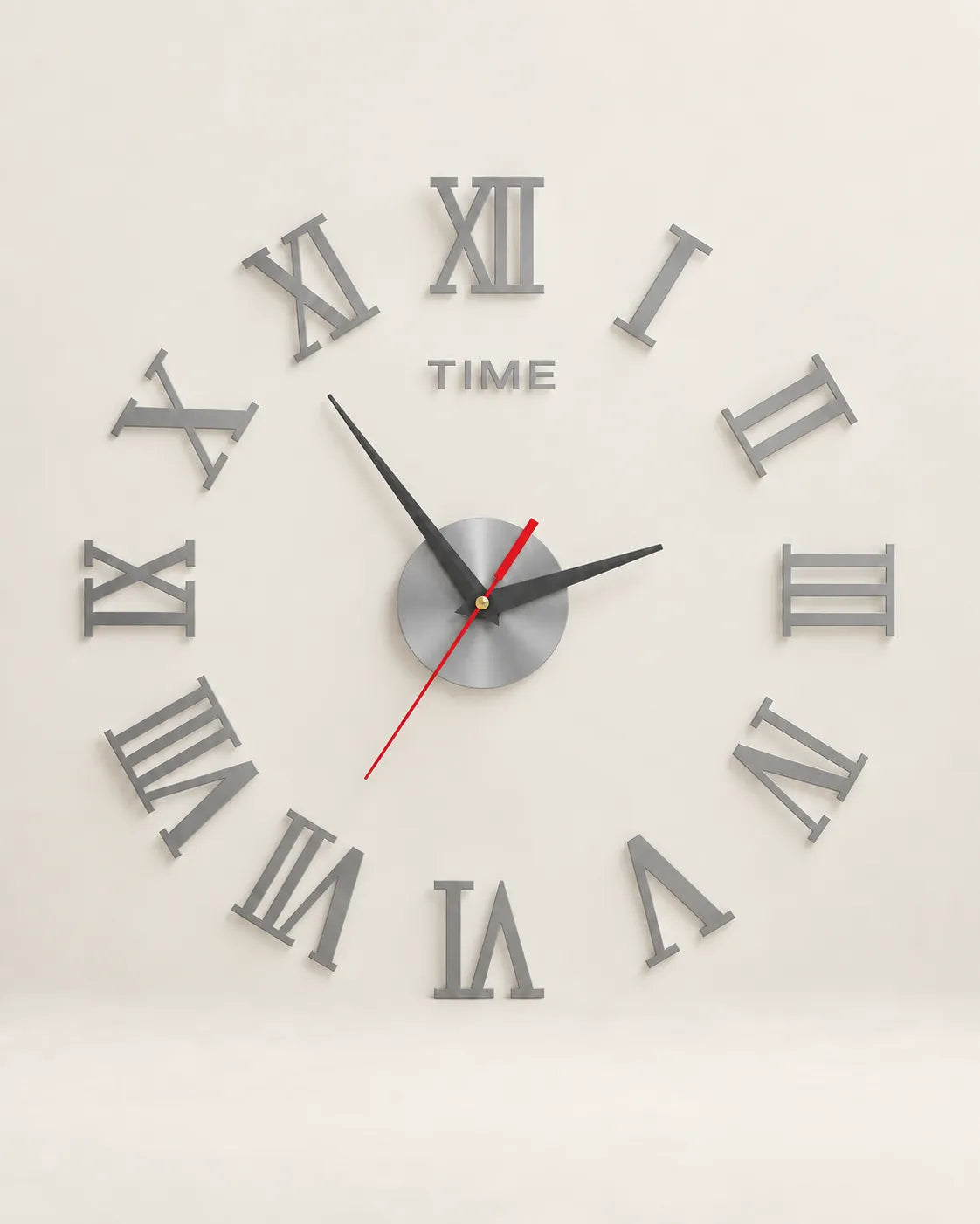 Horloge Murale DIY Miroir Chiffres Romains 3D 40 cm Autocollante