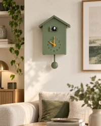 Horloge Coucou Moderne 20 × 25 cm Oiseau Animé et Balancier