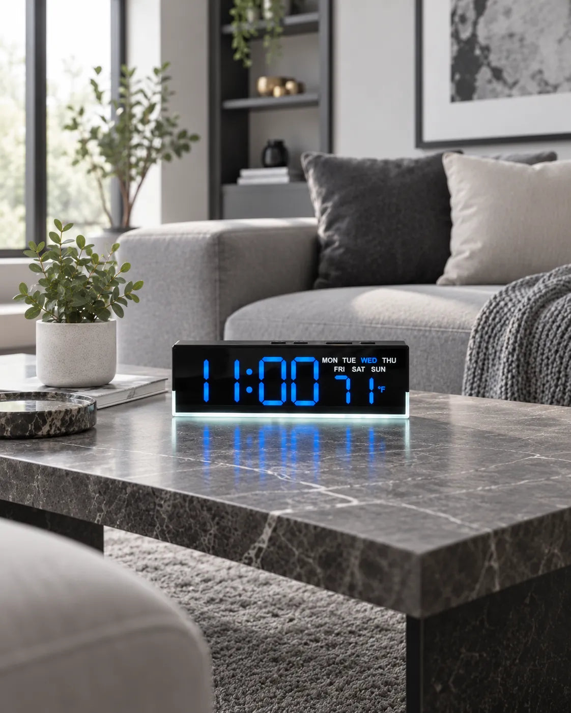 Réveil Numérique LED 16,8 cm Double Alarme et Lumière d’Ambiance