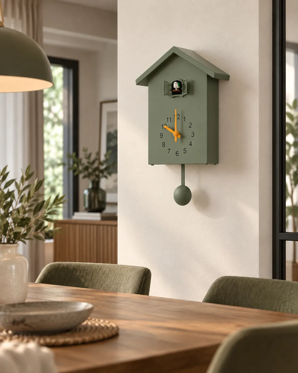 Horloge Coucou Moderne 20 × 25 cm Oiseau Animé et Balancier
