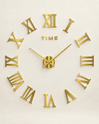 Grande Horloge Murale DIY Miroir Chiffres Romains Silencieuse
