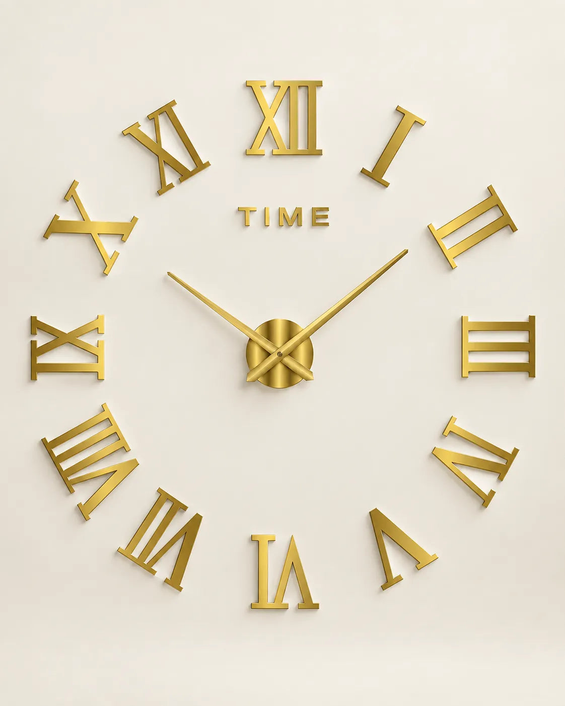 Grande Horloge Murale DIY Miroir Chiffres Romains Silencieuse