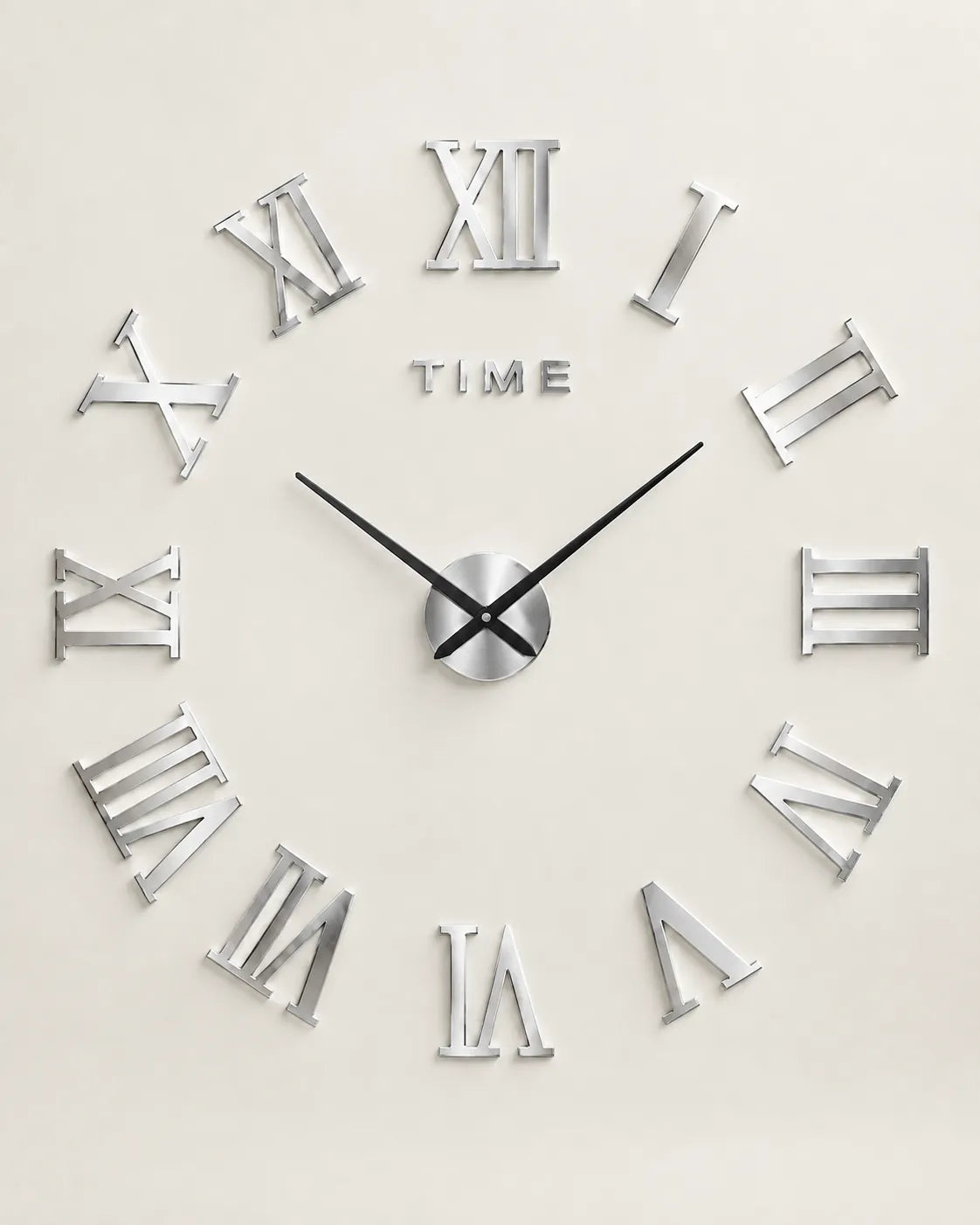Grande Horloge Murale DIY Miroir Chiffres Romains Silencieuse