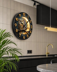 Horloge Murale Bois Motif Clair de Lune Silencieuse