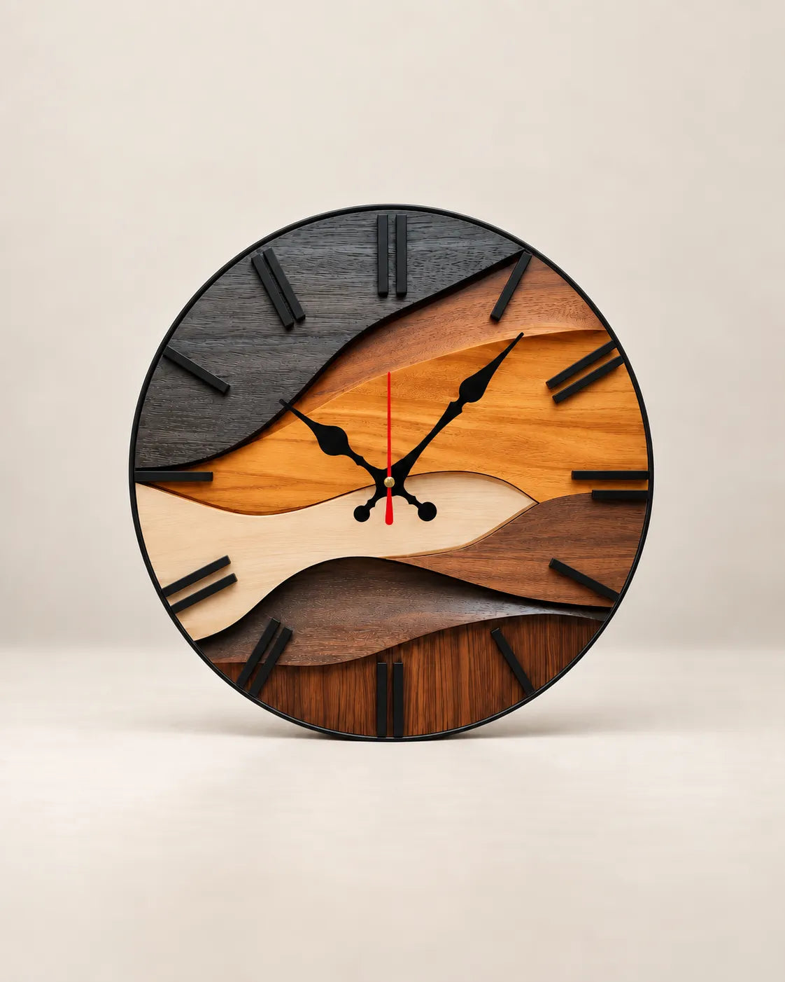 Horloge Murale Bois Scandinave Ronde 25 cm Silencieuse