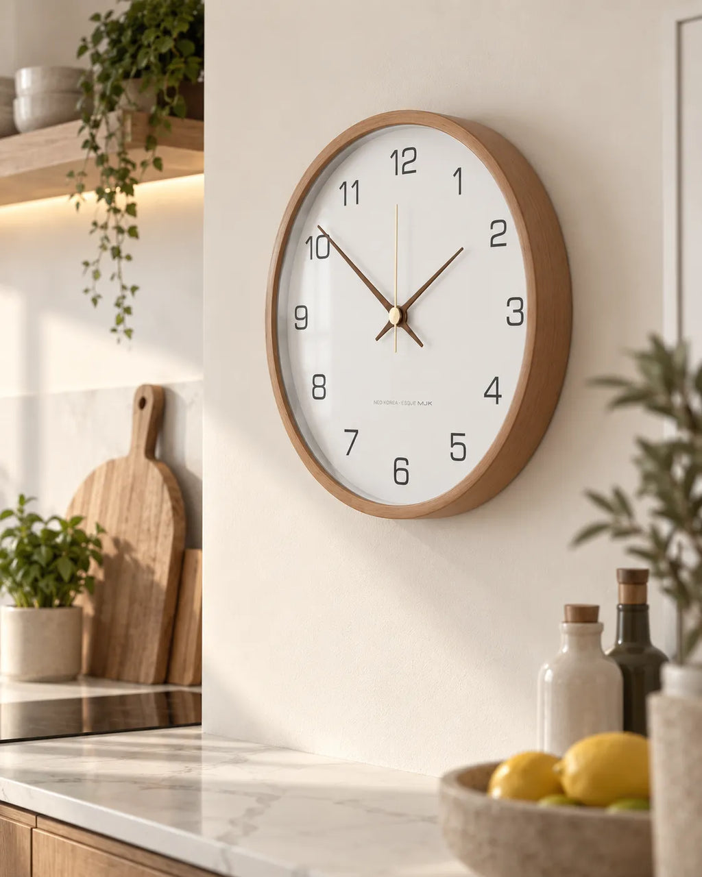 Horloge Murale Bois Massif Ronde Silencieuse — 3 Tailles
