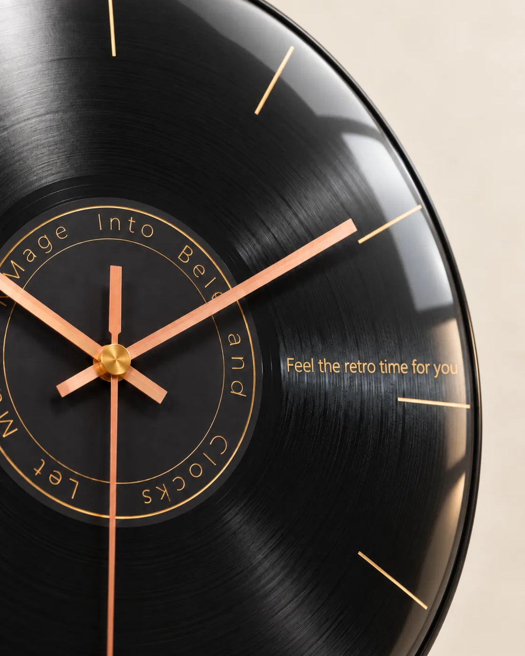 Horloge Murale Musique Verre Trempé Motif Vinyle Silencieuse