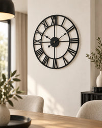 Horloge Murale Métal Ajouré 40 cm Chiffres Romains Silencieuse