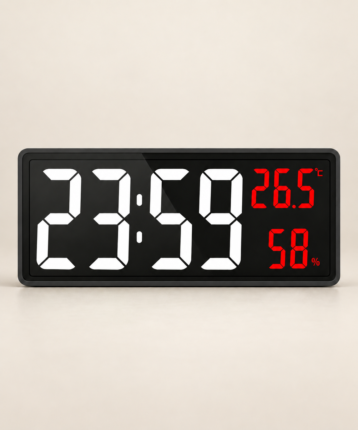 Horloge Murale LED 36,3 cm Température et Humidité avec Mode Nuit