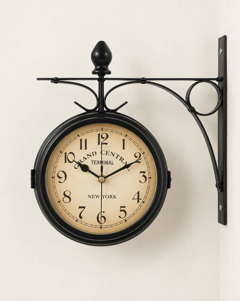 Horloge Murale de Gare Double Face Métal Noir 24 × 21 cm