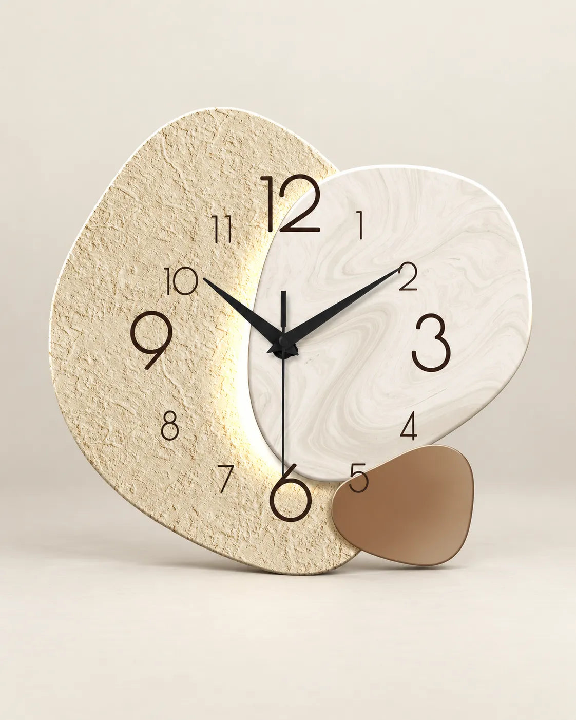 Horloge Murale Bois MDF Géométrique Silencieuse — 3 Tailles