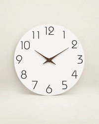 Horloge Murale Bois Motif Blanc Silencieuse — 4 Tailles
