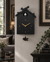 Horloge Coucou Bois Maison avec Oiseau Animé et Balancier