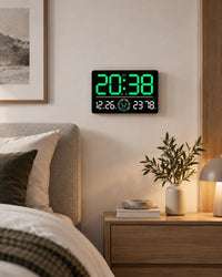 Horloge Murale Numérique LED 33 cm Double Alarme et Compte à Rebours