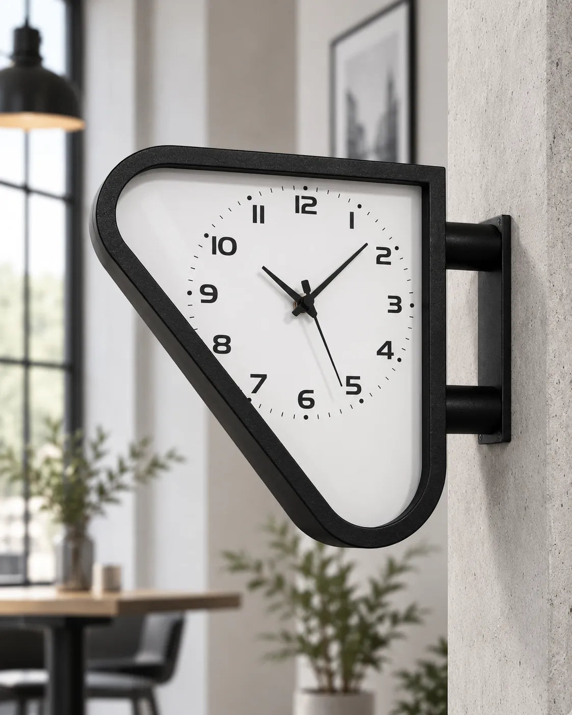 Horloge de Gare Double Face Triangulaire Pivotante Silencieuse