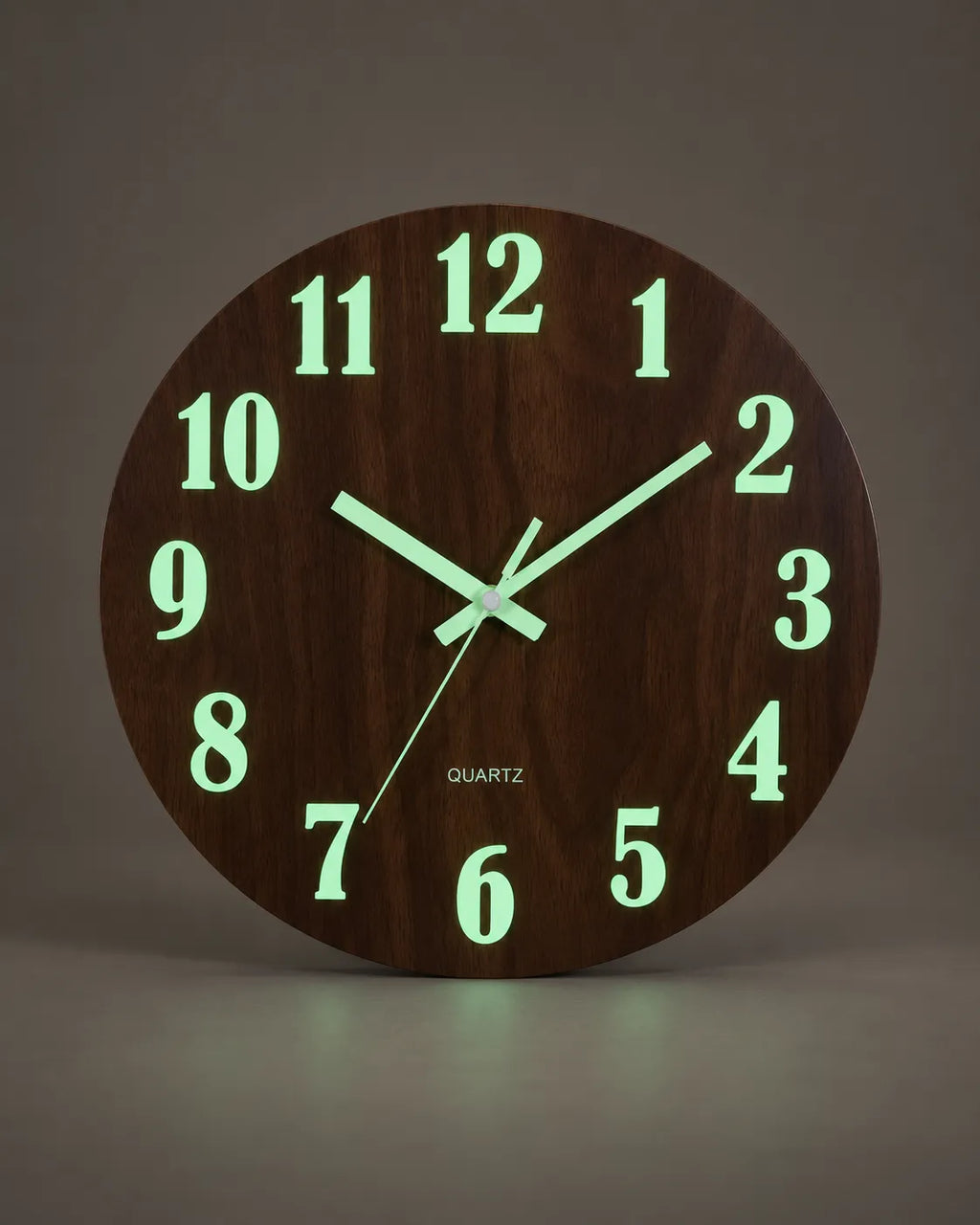 Horloge Murale Bois Marron 30 cm Lumineuse Silencieuse