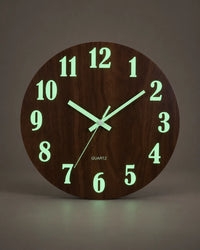 Horloge Murale Bois Marron 30 cm Lumineuse Silencieuse