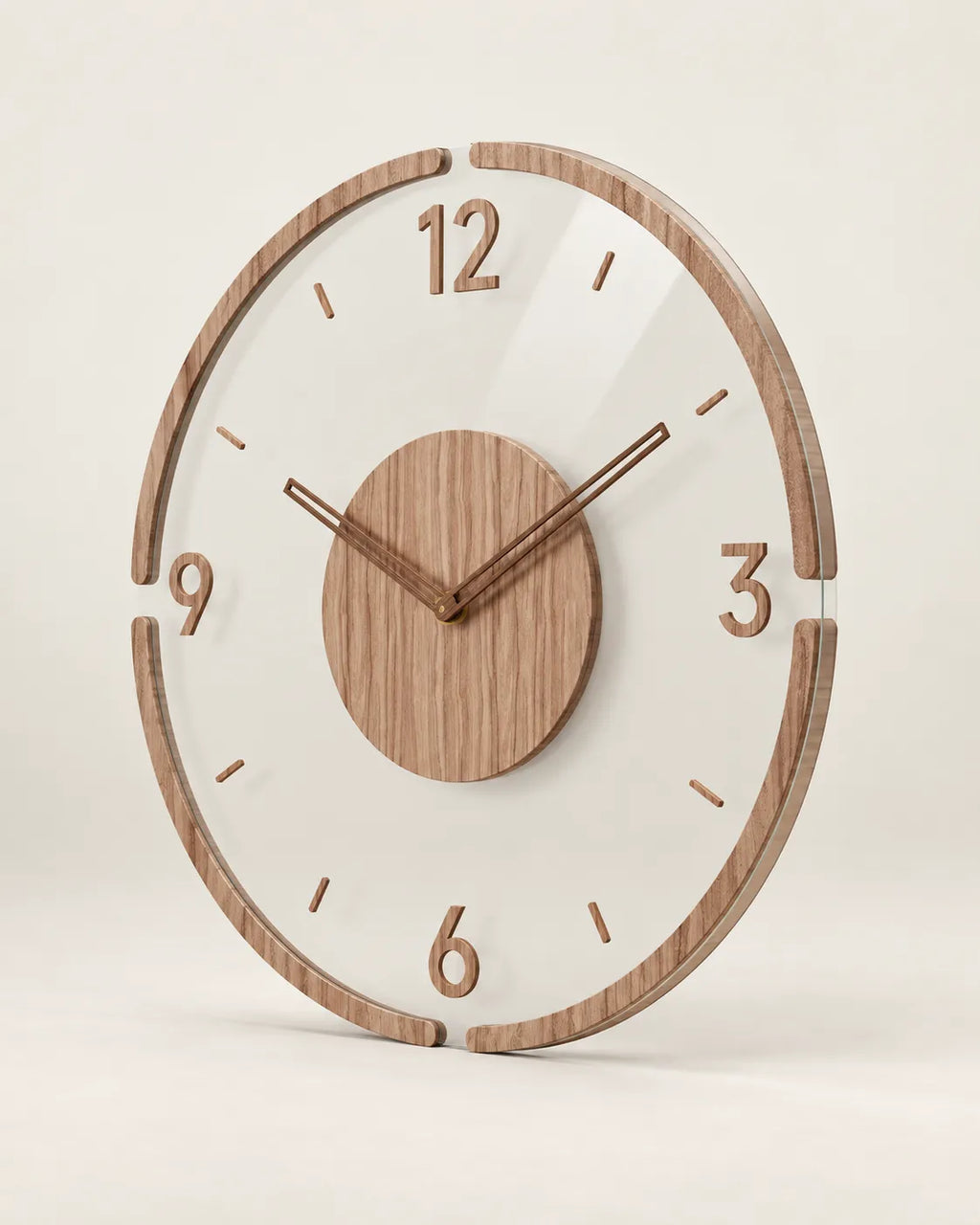 Horloge Murale Scandinave en Verre Silencieuse — 2 Tailles