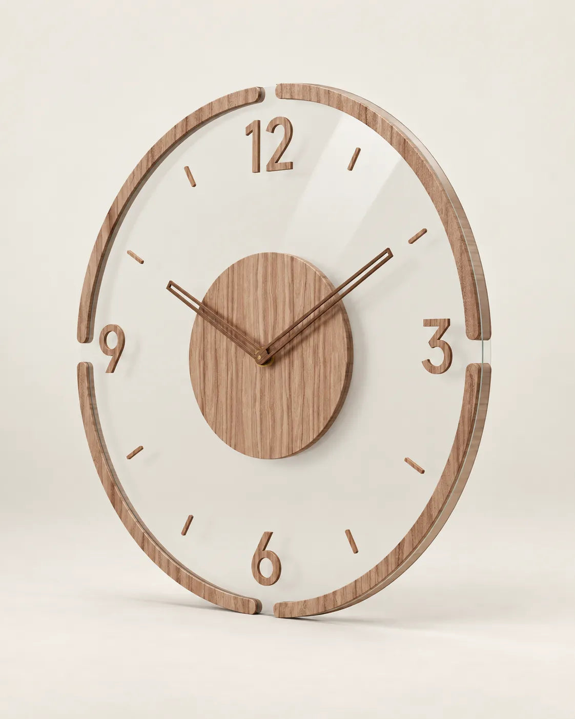 Horloge Murale Scandinave en Verre Silencieuse — 2 Tailles