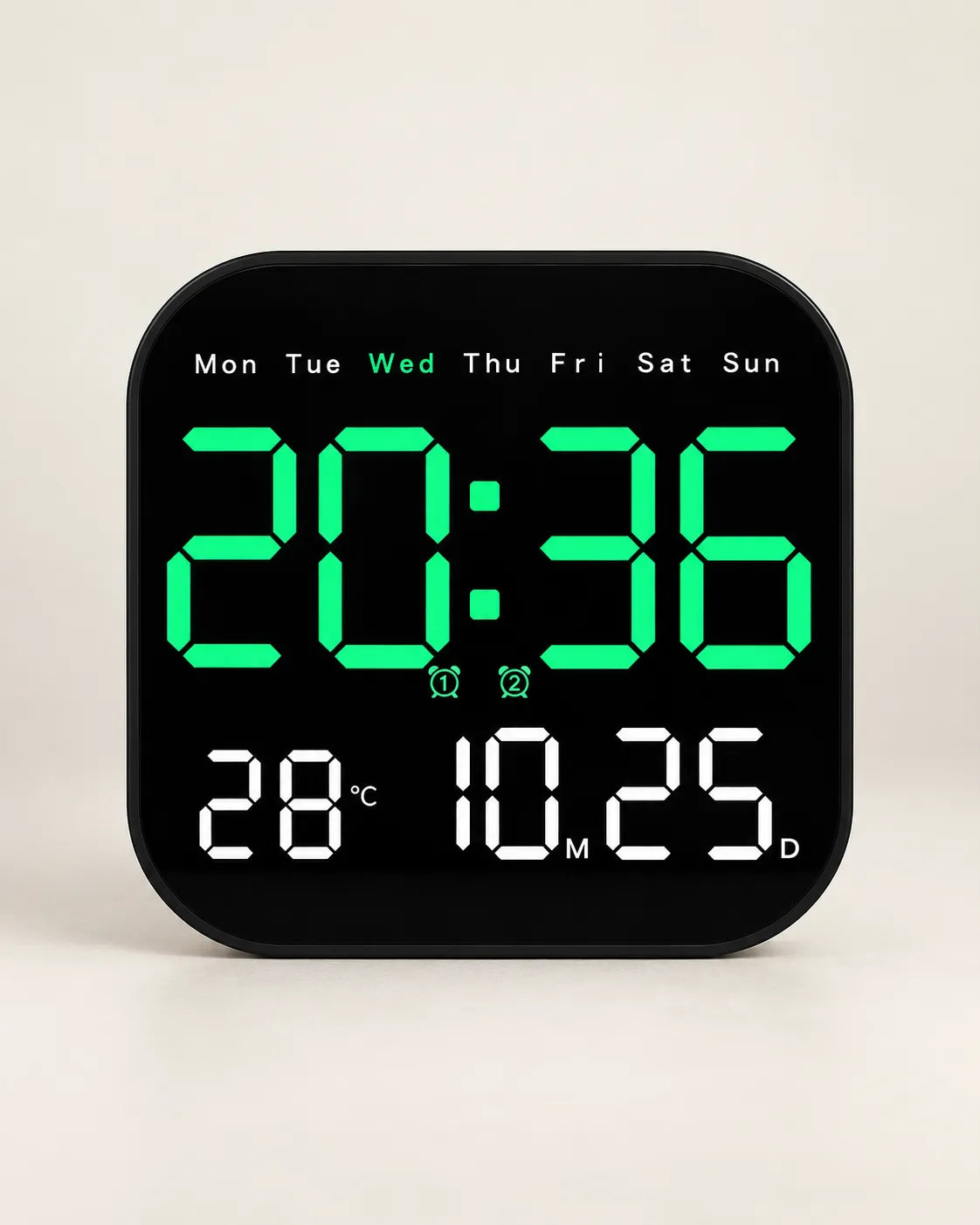 Horloge Murale LED Carrée 18,5 cm avec Minuteur et Télécommande