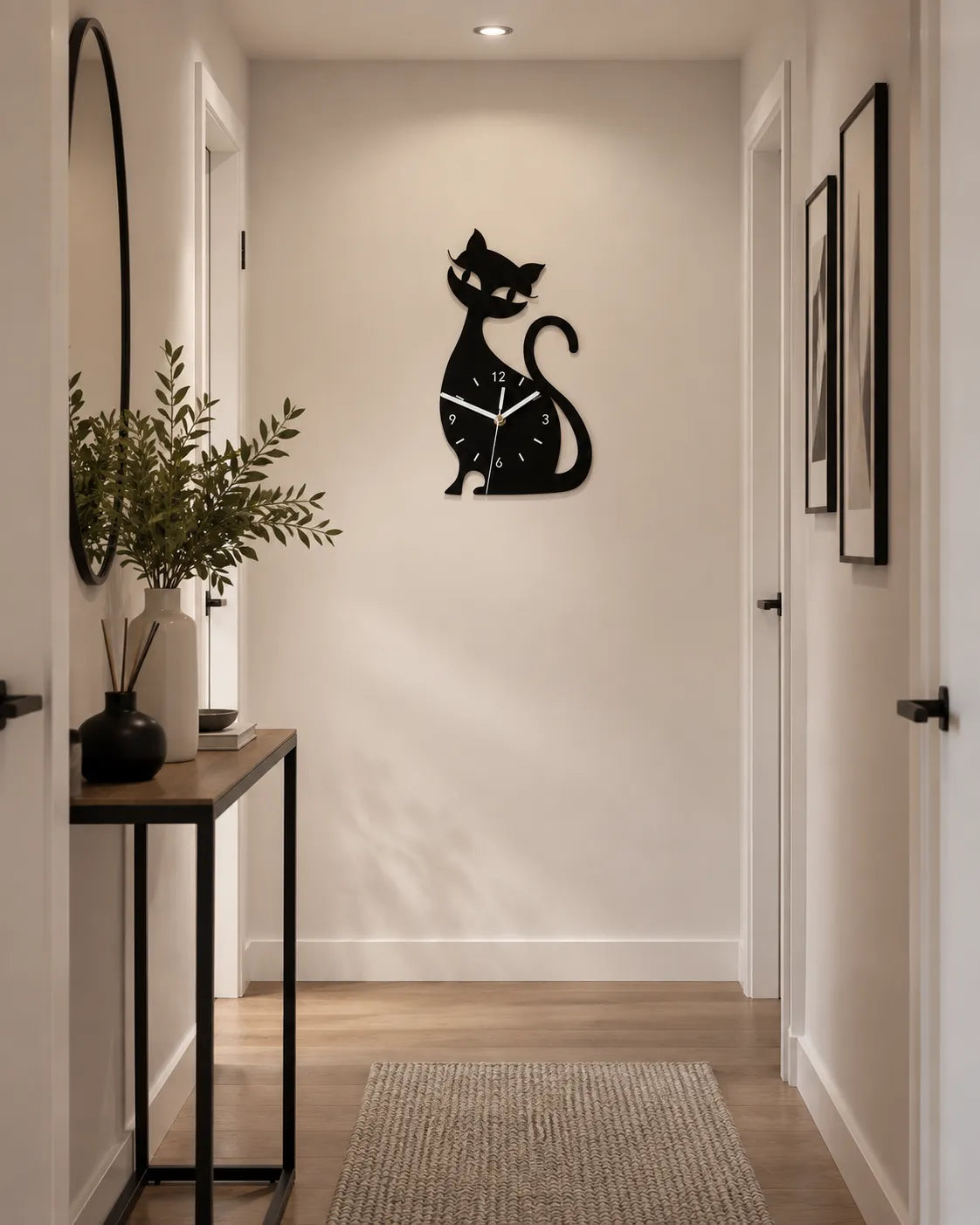 Horloge Murale Chat Acrylique 30 × 17 cm Silencieuse
