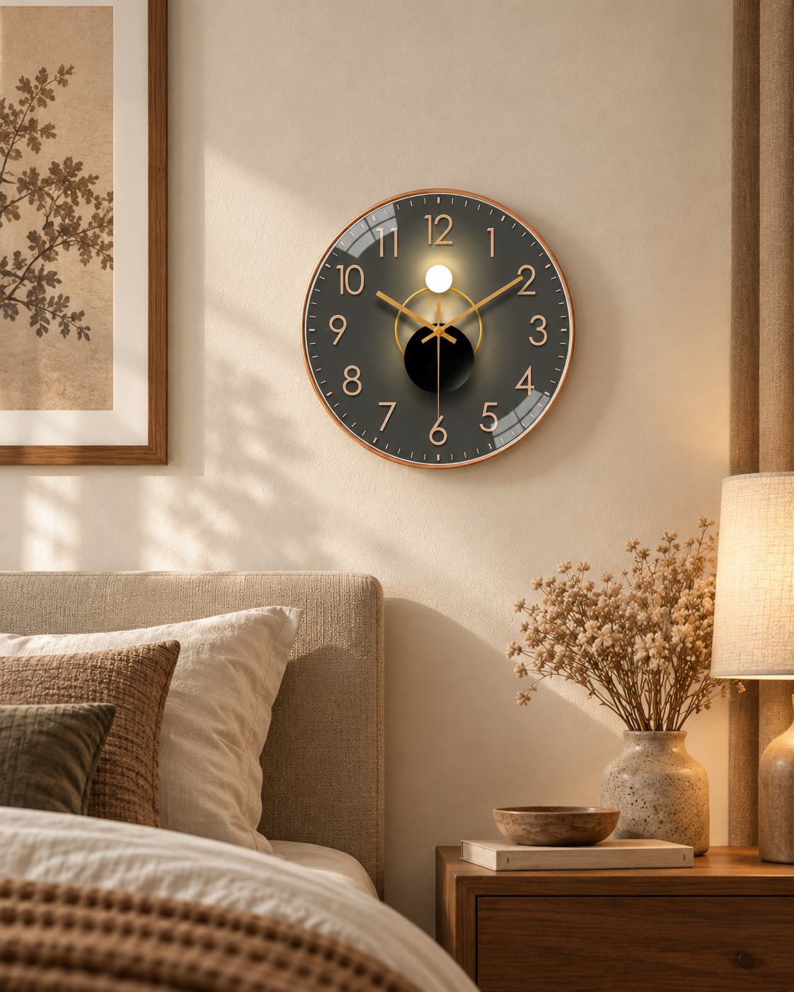 Horloge Murale Verre Dorée 20 cm Silencieuse — 2 Modèles