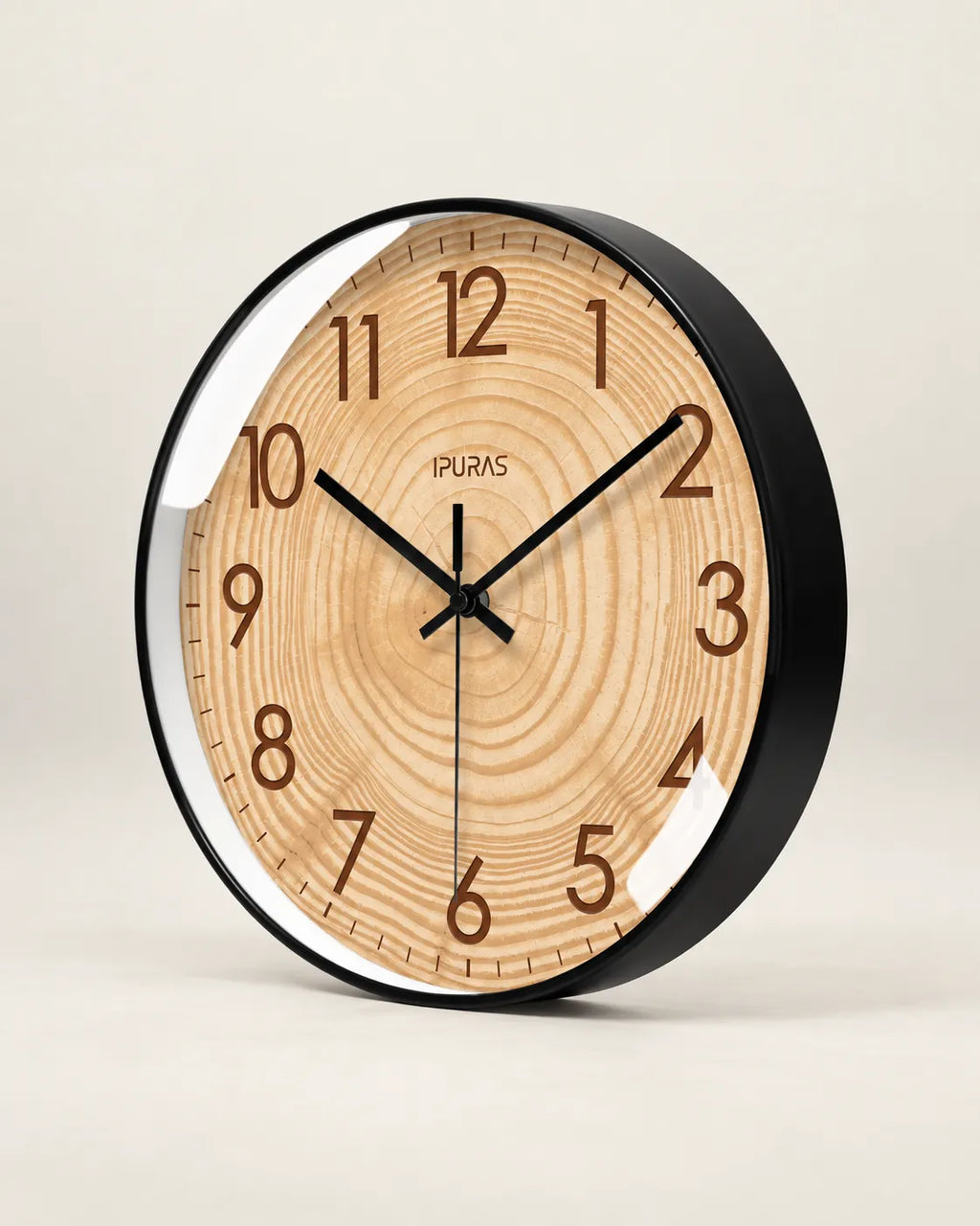 Horloge Murale Effet Bois Ronde Silencieuse — 3 Tailles