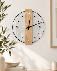 Horloge Murale Bois et Verre Bande Verticale Silencieuse