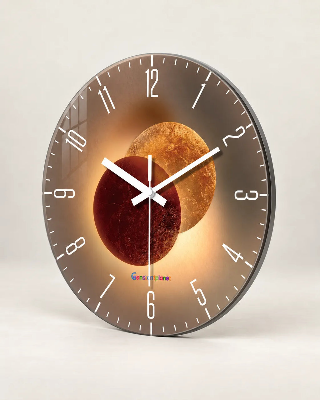 Horloge Murale Verre Trempé Motif Ombres Silencieuse — 3 Tailles