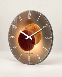 Horloge Murale Verre Trempé Motif Ombres Silencieuse — 3 Tailles