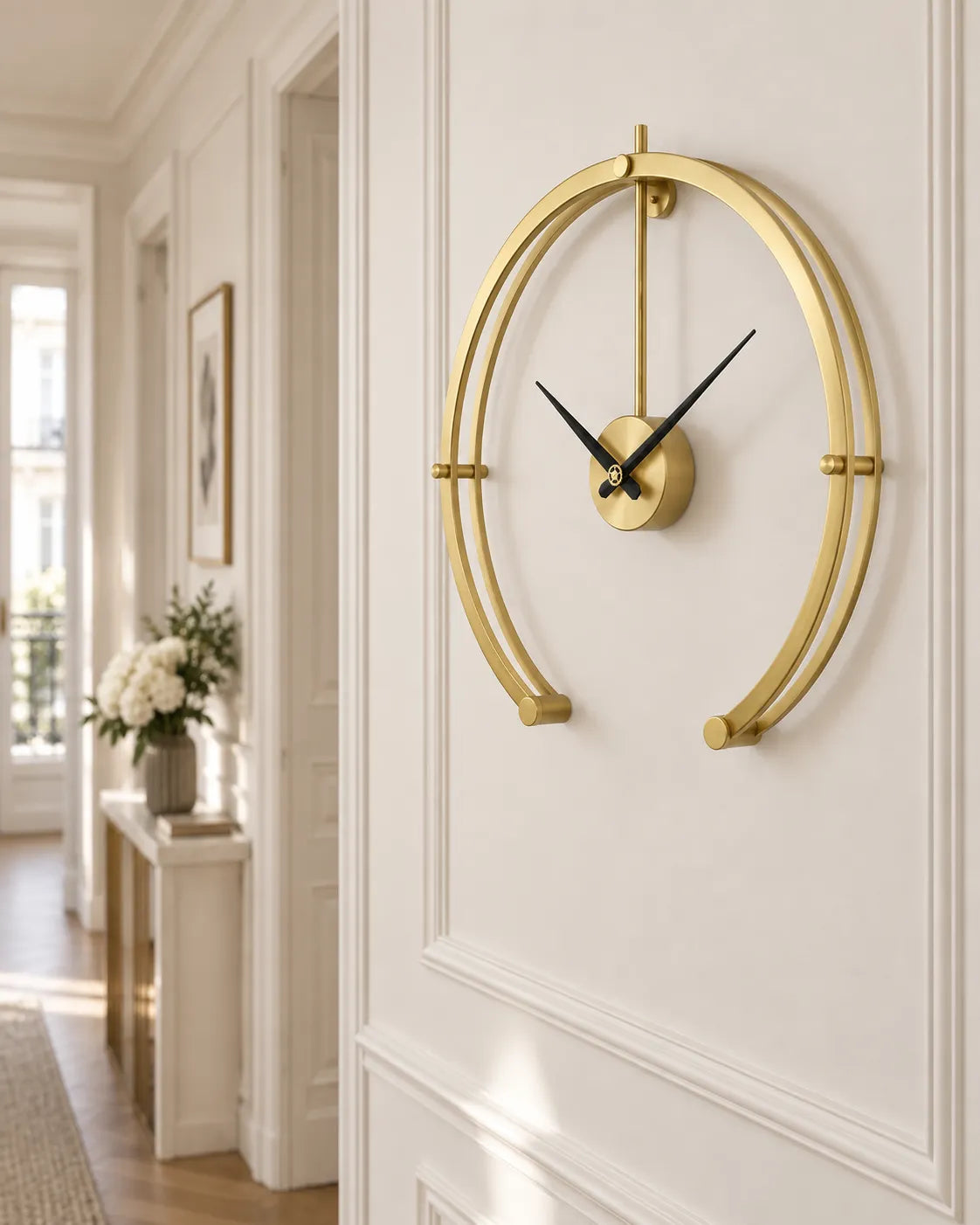 Horloge Murale Métal Demi-Cercle 50 cm Style Scandinave