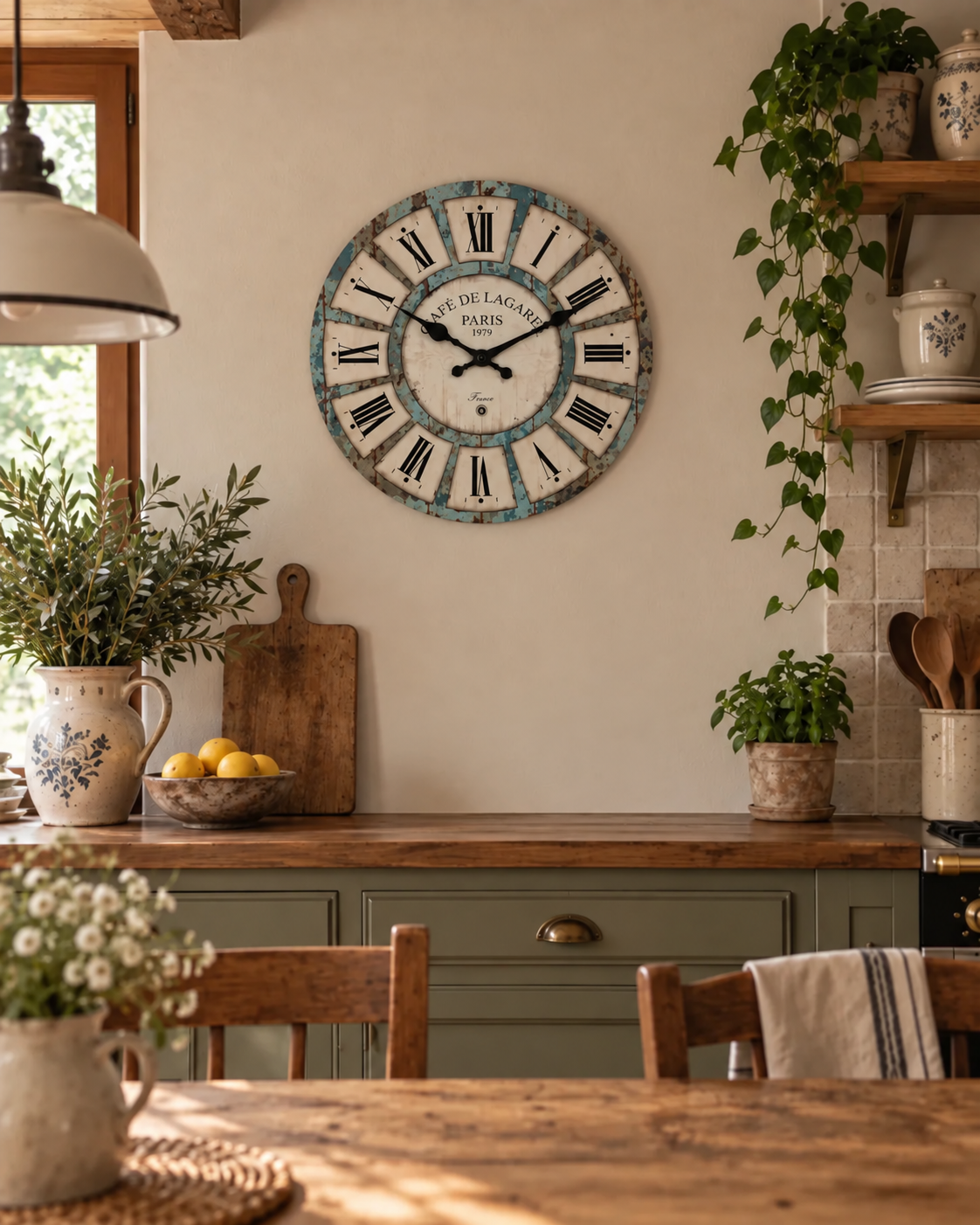 Horloge Murale Bois Rustique Motif Veiné Silencieuse — 4 Tailles