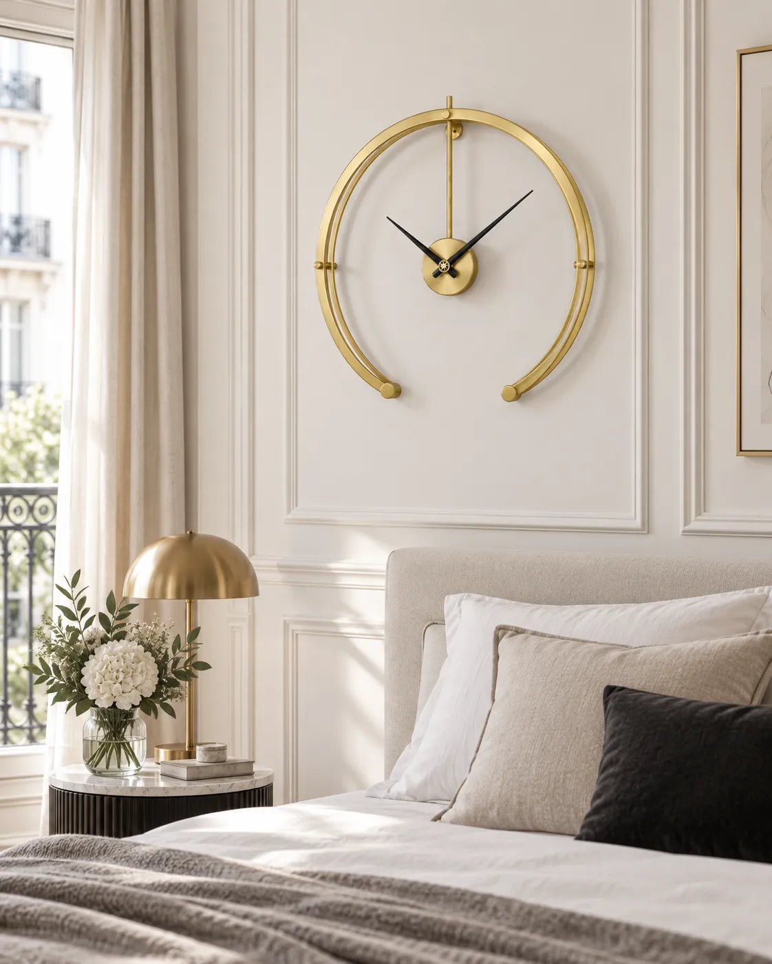 Horloge Murale Métal Demi-Cercle 50 cm Style Scandinave