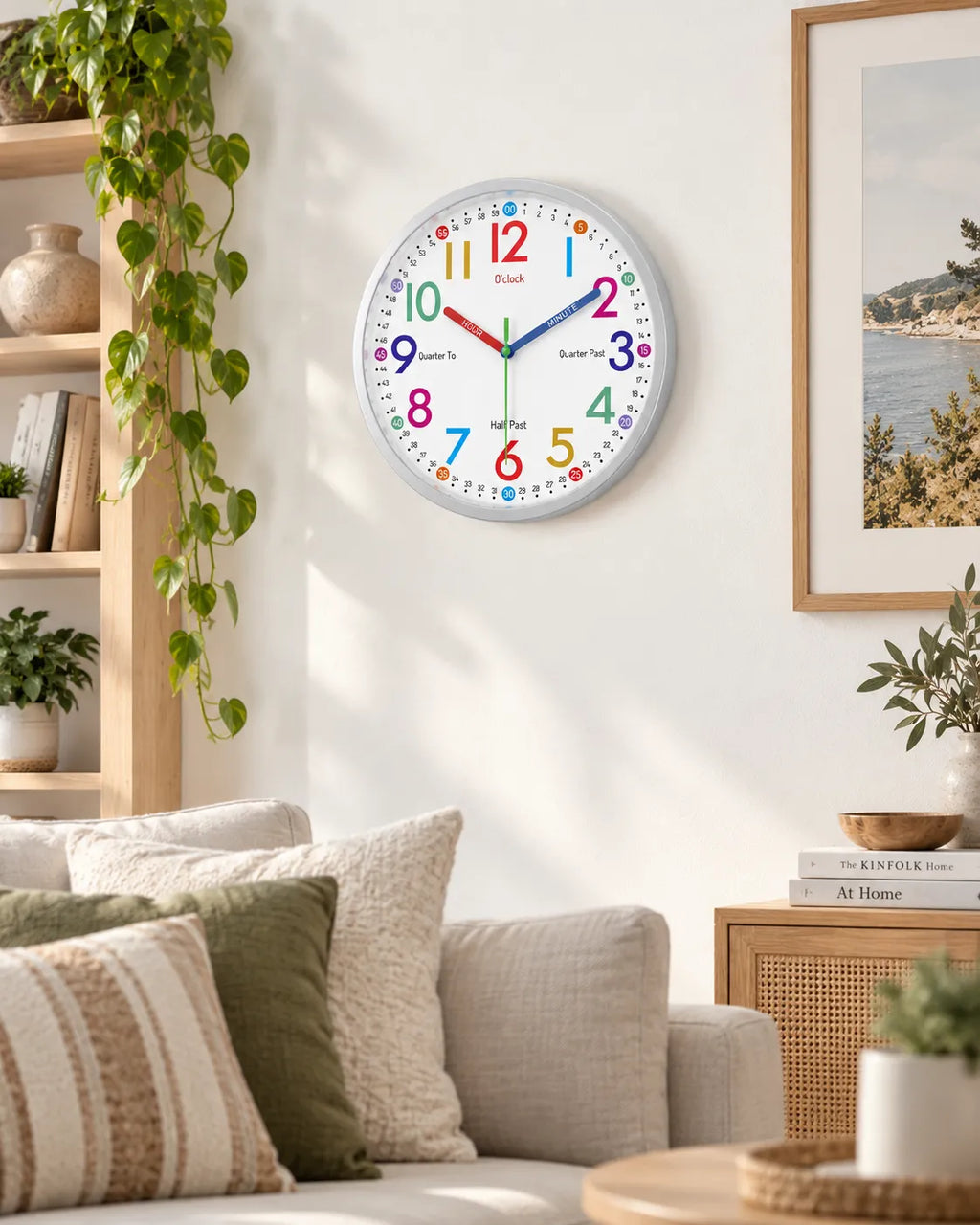 Horloge Murale Ronde Minimaliste Verre et Plastique Silencieuse