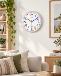 Horloge Murale Ronde Minimaliste Verre et Plastique Silencieuse