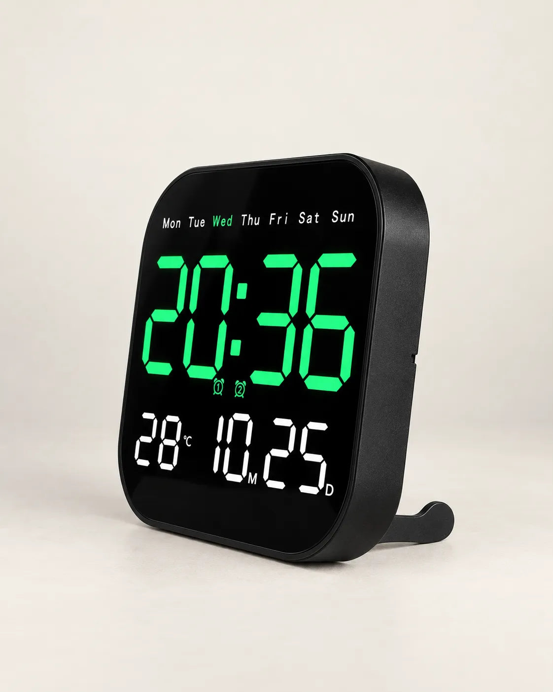 Horloge Murale LED Carrée 18,5 cm avec Minuteur et Télécommande