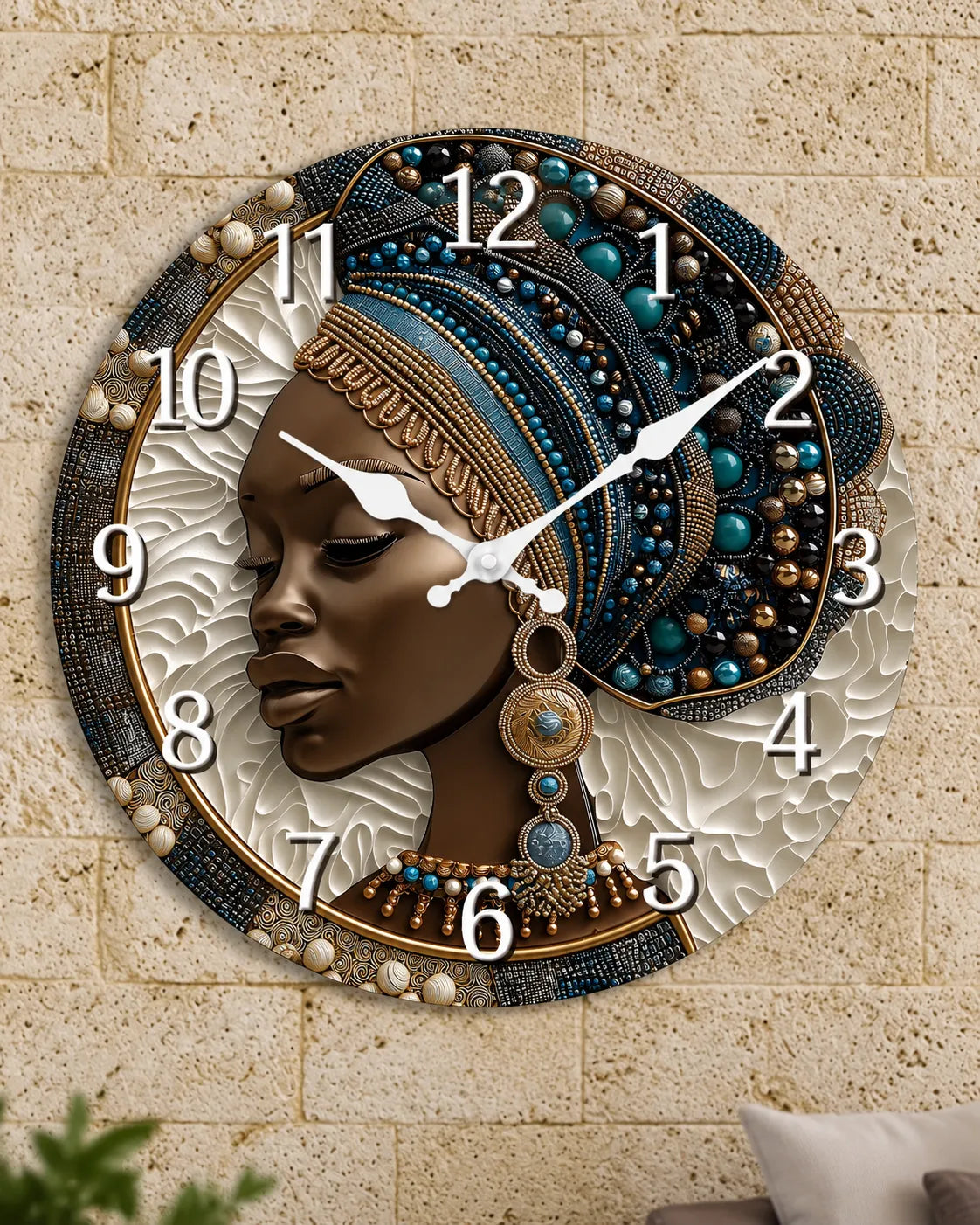 Horloge Murale Bois Femme Africaine Silencieuse — 4 Tailles