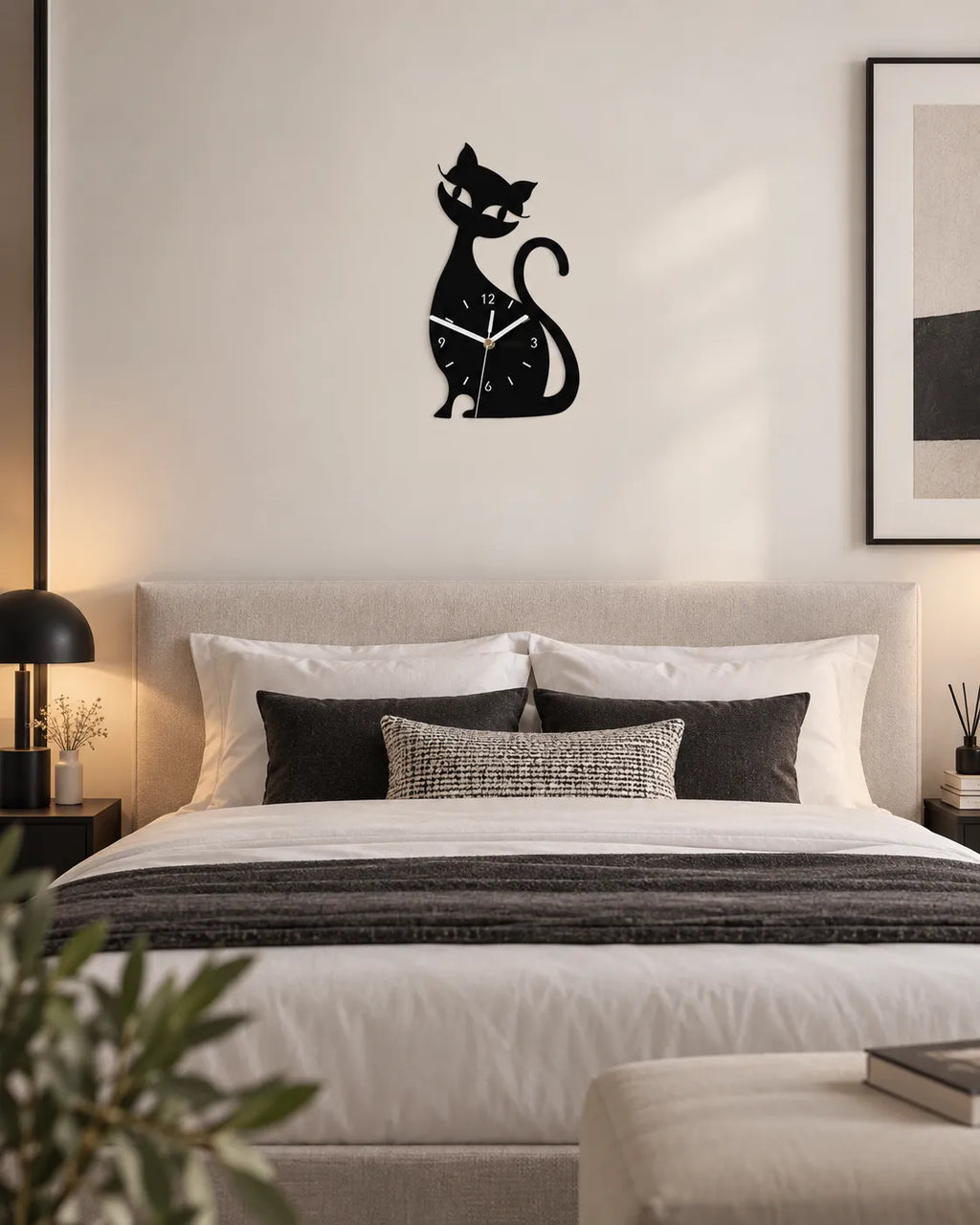 Horloge Murale Chat Acrylique 30 × 17 cm Silencieuse