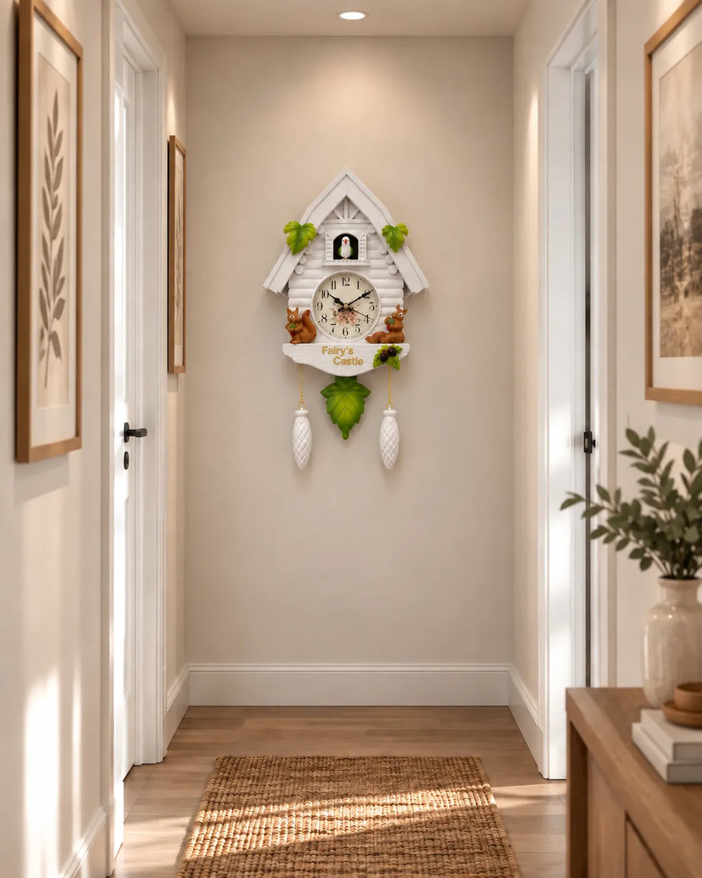 Horloge Coucou Maison Féérique en Résine avec Sonnerie et Balancier