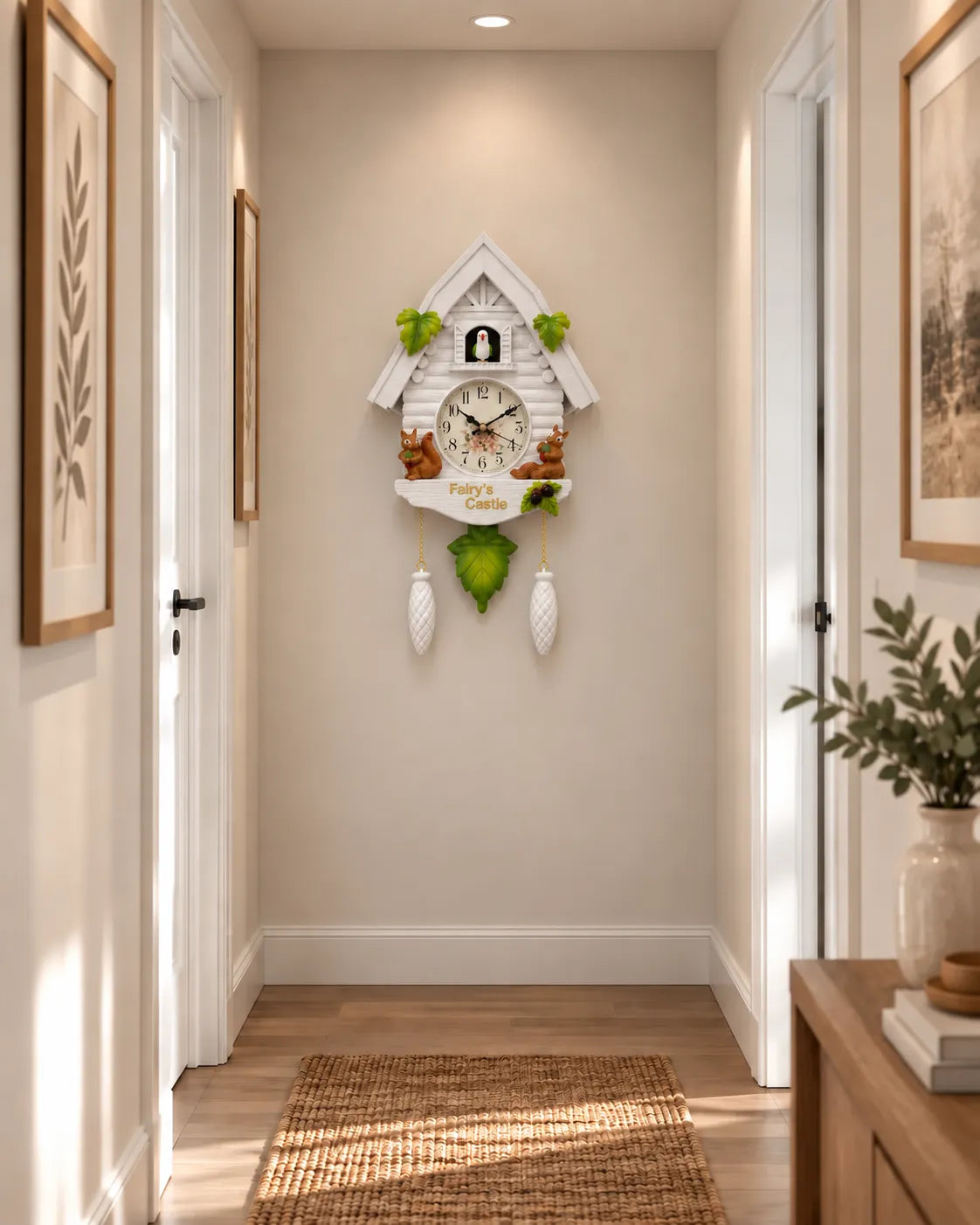 Horloge Coucou Maison Féérique en Résine avec Sonnerie et Balancier