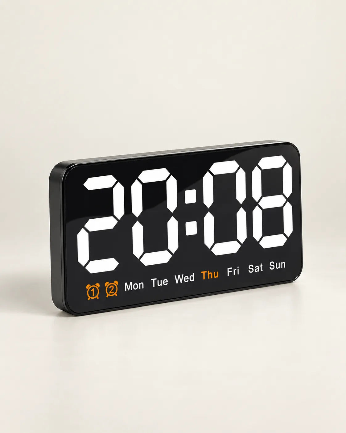 Horloge Murale LED 21,5 cm Activation Sonore et Double Alarme