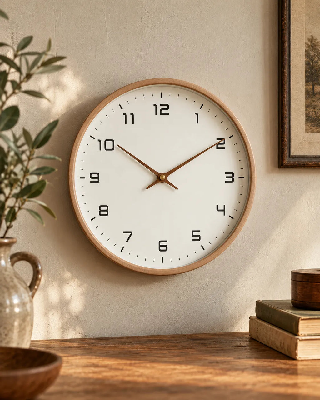 Horloge Murale Bois Massif Scandinave Silencieuse — 2 Modèles