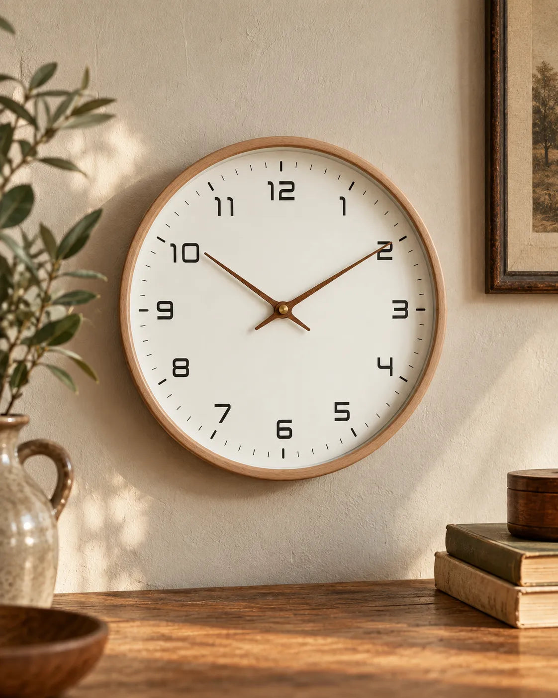 Horloge Murale Bois Massif Scandinave Silencieuse — 2 Modèles
