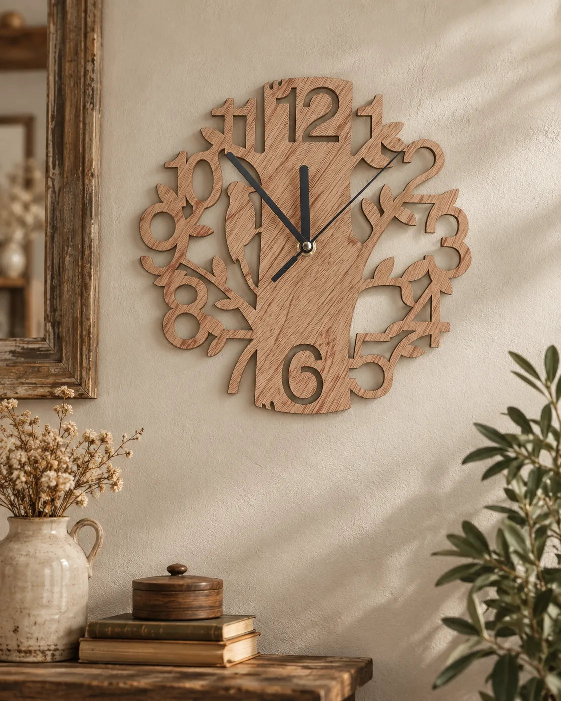 Horloge Murale Arbre en Bois 22 cm Mouvement Quartz