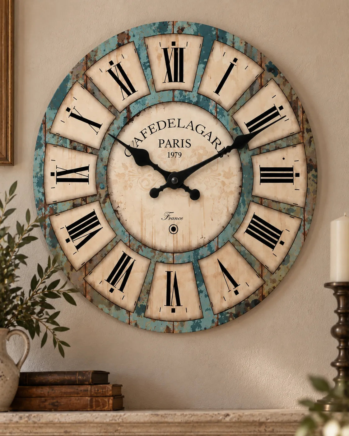 Horloge Murale Bois Rustique Motif Veiné Silencieuse — 4 Tailles